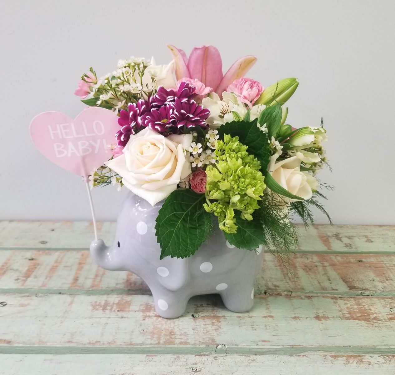 Bundle of Joy Pink or Blue Petals Plus Floral Design